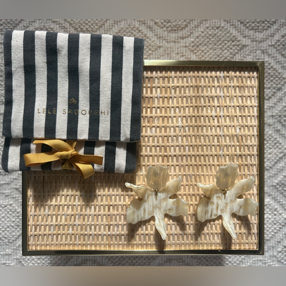 Lele Sadoughi Paper Lily Earrings in Shell